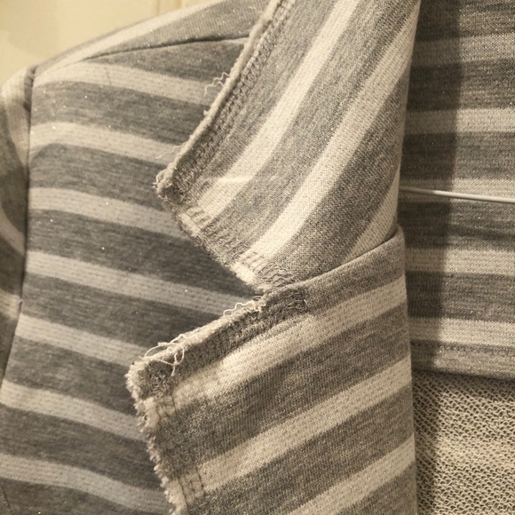 Tommy Hilfiger Gray and White Stripe Blazer Short Cropped Knit Jacket Size XL - Picture 3 of 10